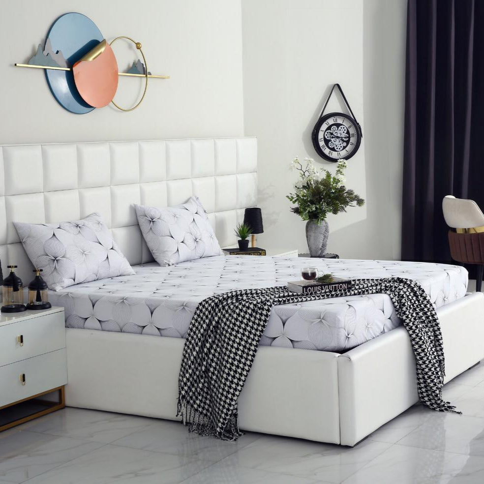 Fitted Bed Sheet-Pitch Grey Fitted Sheets Apricot