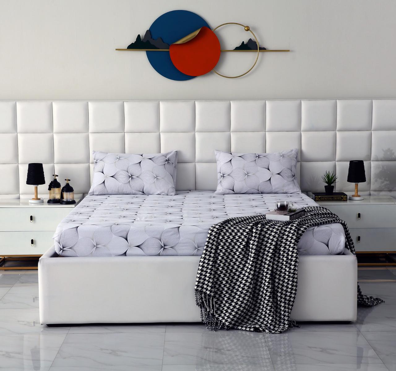 Fitted Bed Sheet-Pitch Grey Fitted Sheets Apricot
