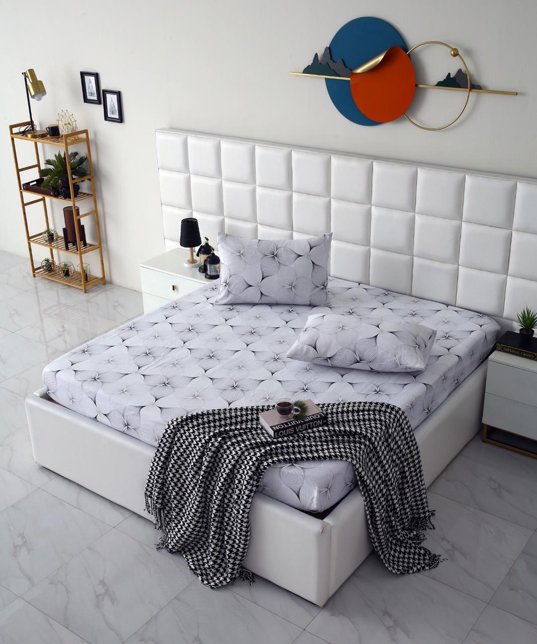 Fitted Bed Sheet-Pitch Grey Fitted Sheets Apricot