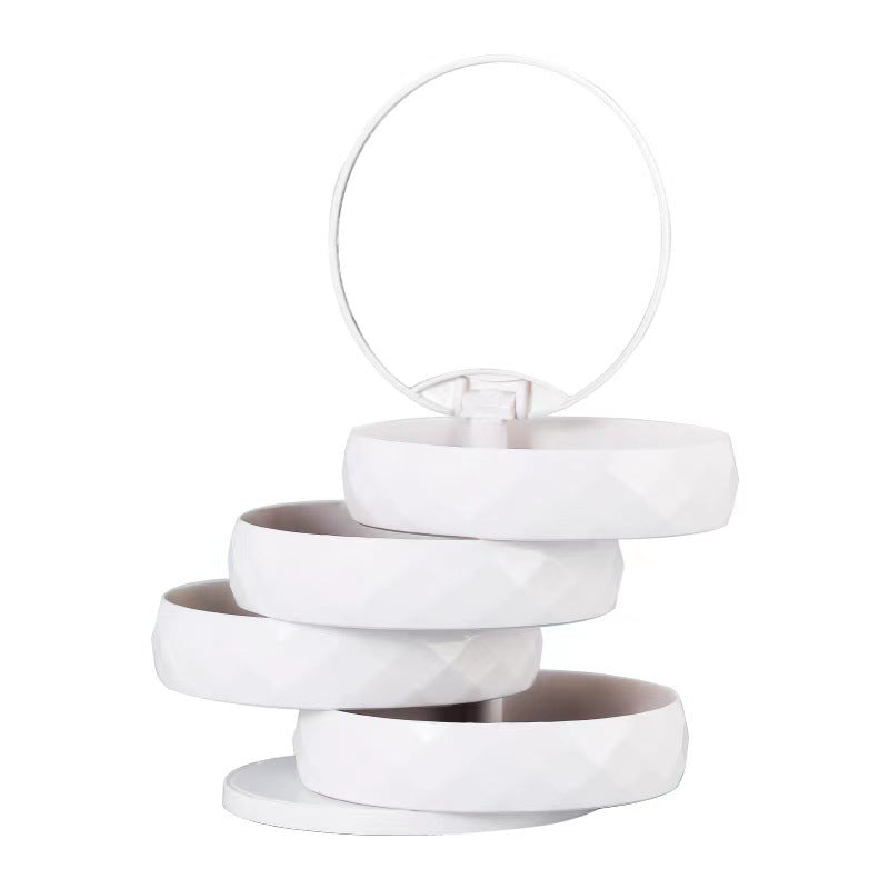 360° Rotatable Jewelry Organizer With Mirror-SA2411-53 (White) Cosmetic Organizer Apricot
