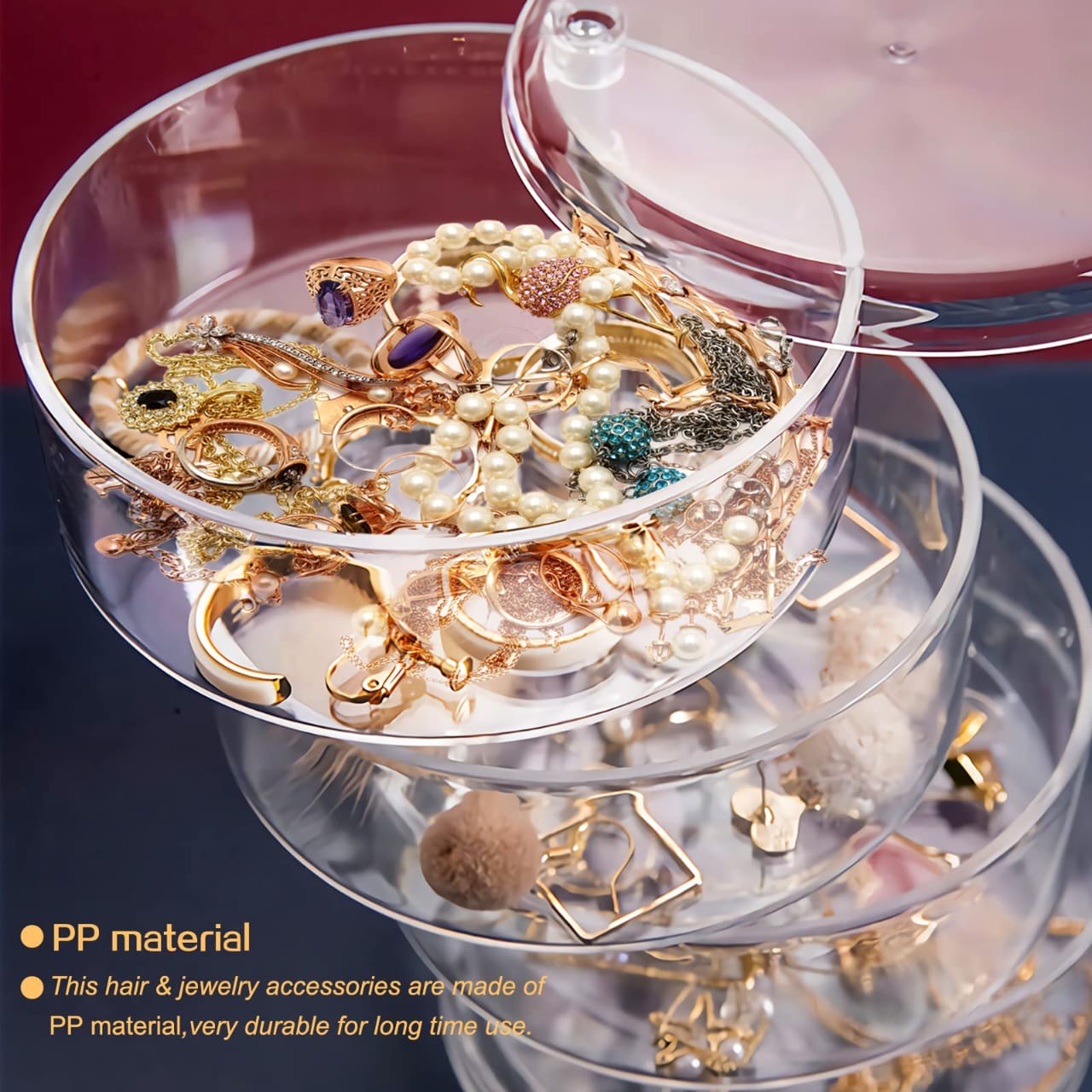 360° Rotatable Jewelry Organizer-SA2411-58 Cosmetic Organizer Apricot