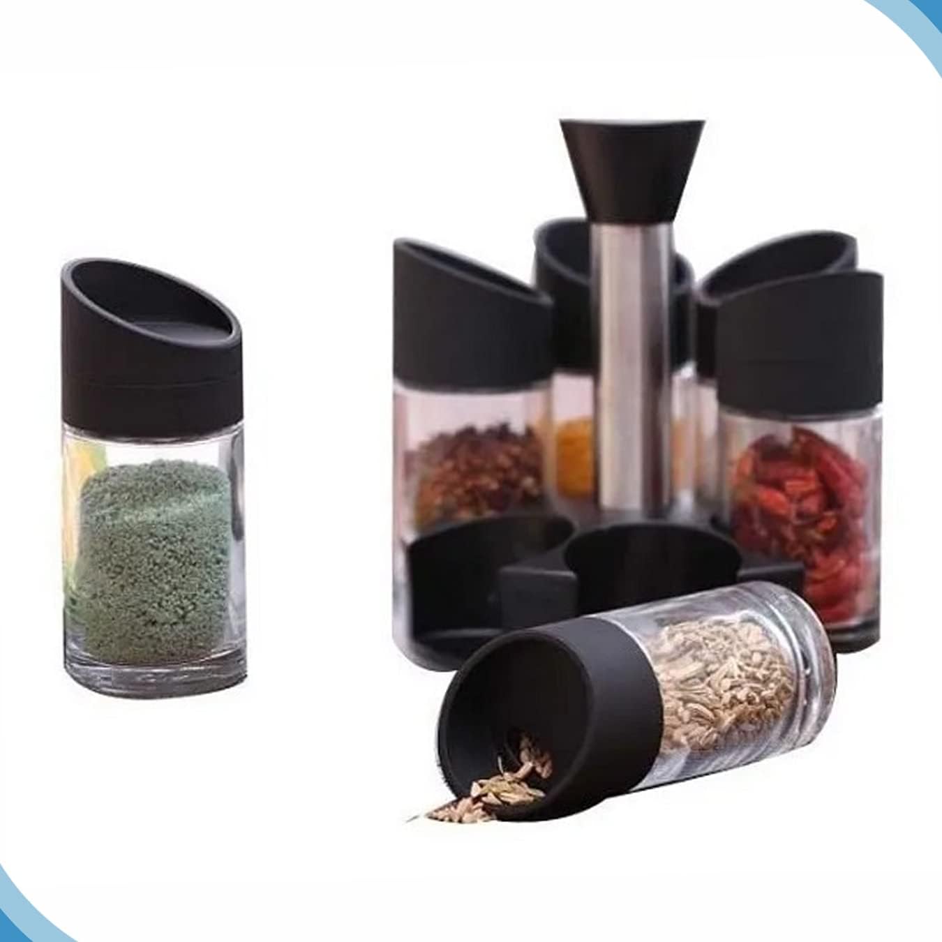 6PCS Rotatable Spice Jar-SA 2411-50 Spice and sugar Jar Apricot