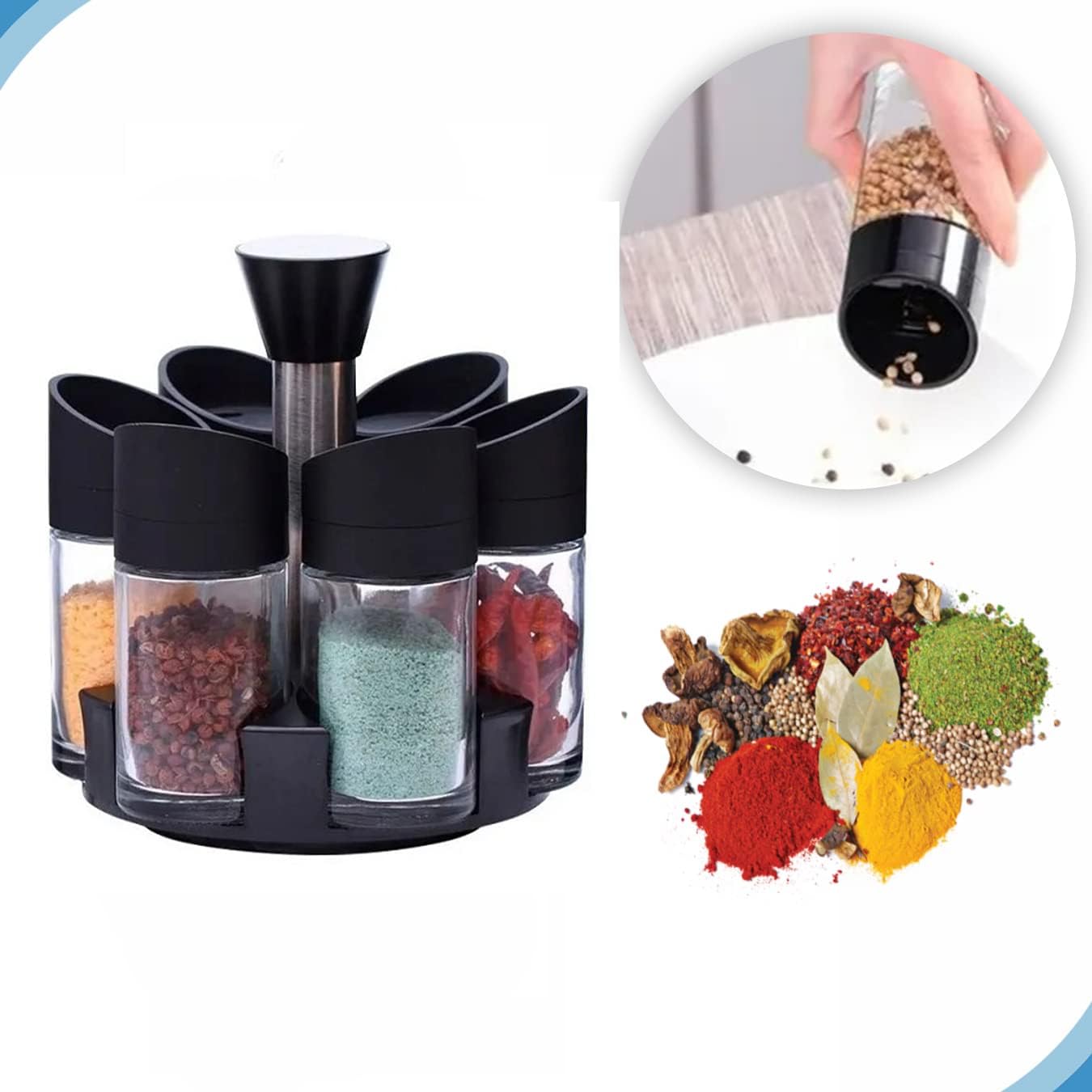 6PCS Rotatable Spice Jar-SA 2411-50 Spice and sugar Jar Apricot