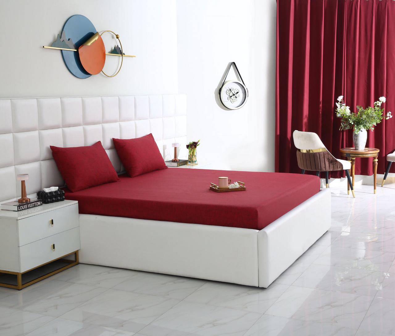Fitted Bed Sheet-Maroon Texture Fitted Sheets Apricot