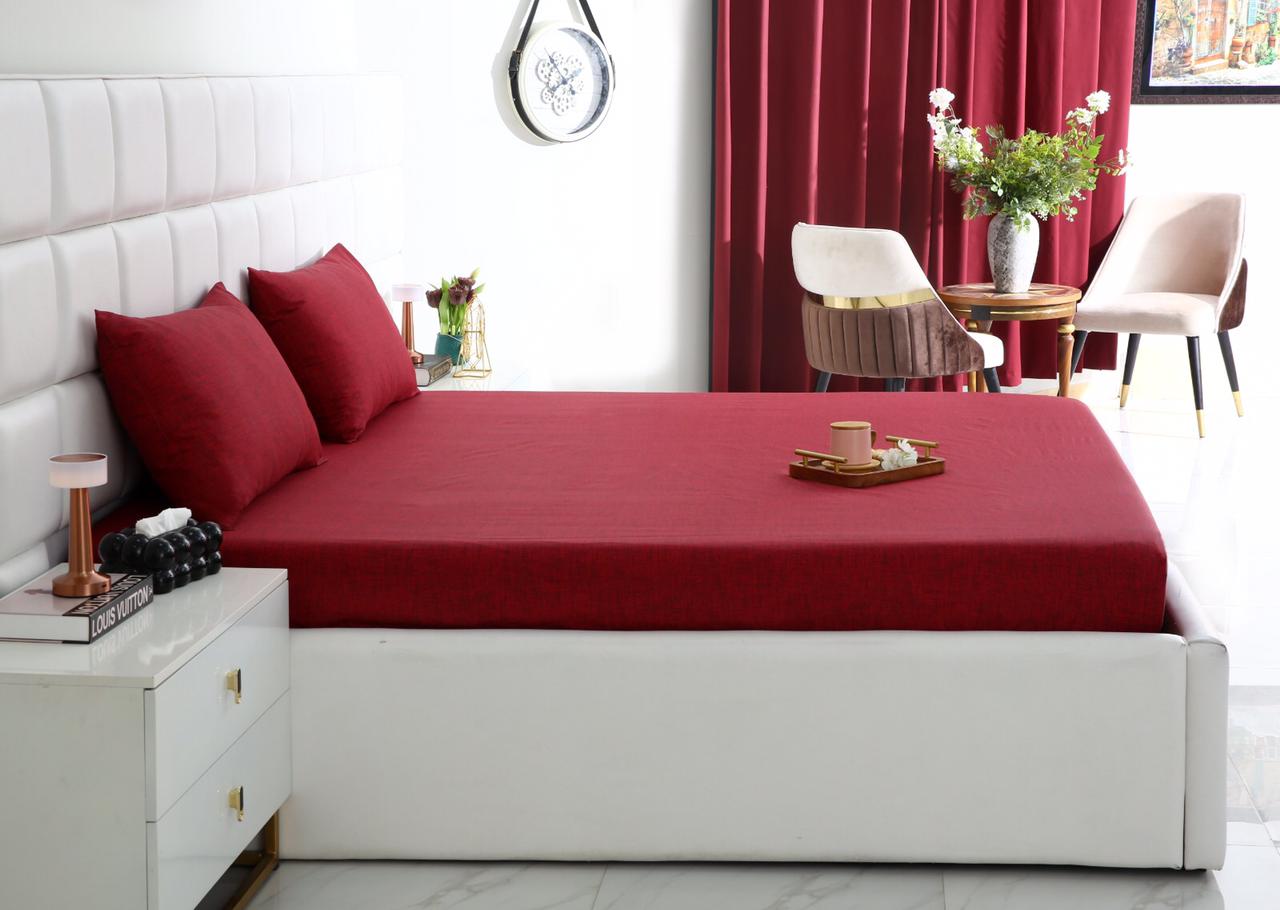 Fitted Bed Sheet-Maroon Texture Fitted Sheets Apricot