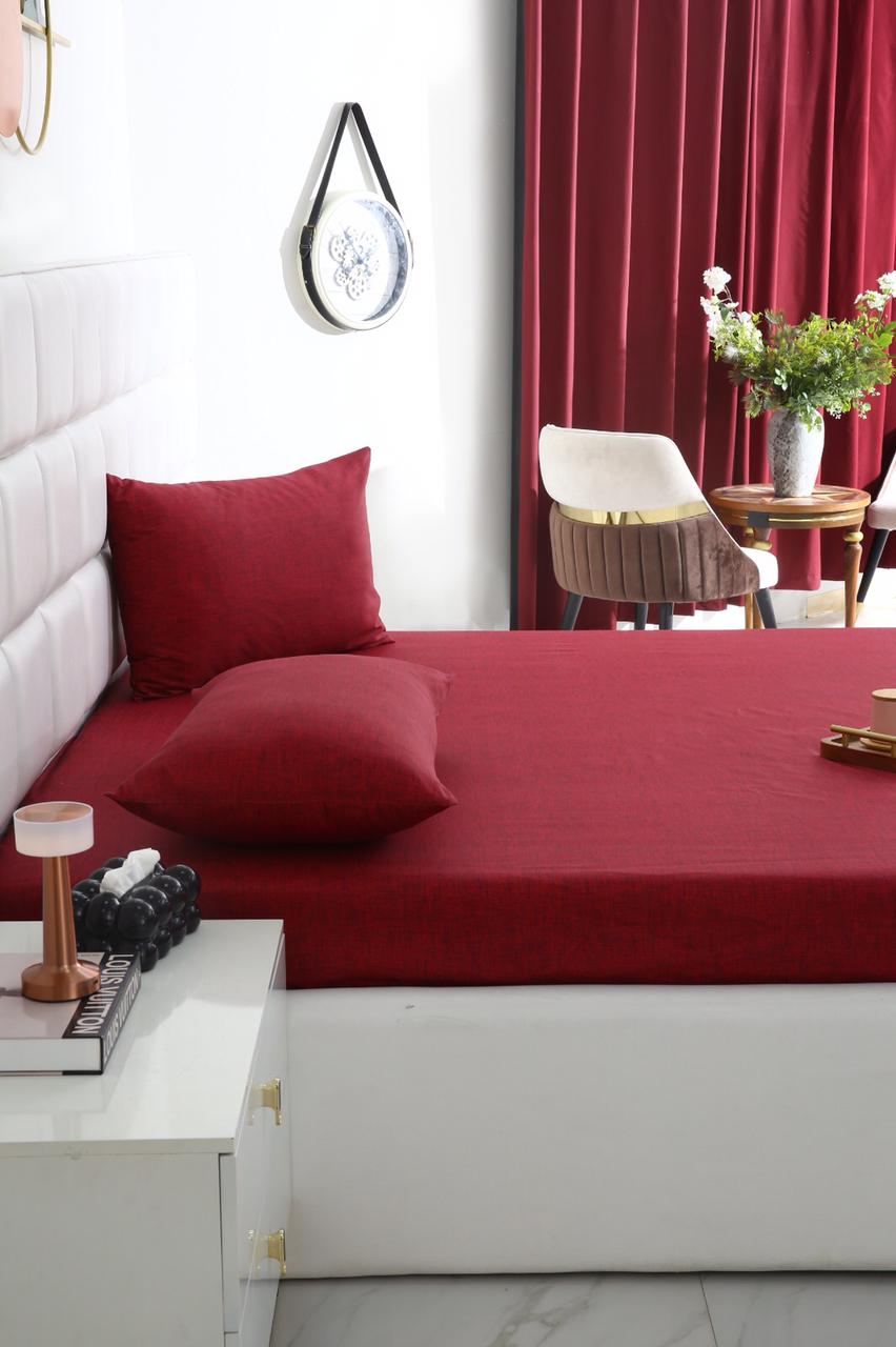 Fitted Bed Sheet-Maroon Texture Fitted Sheets Apricot