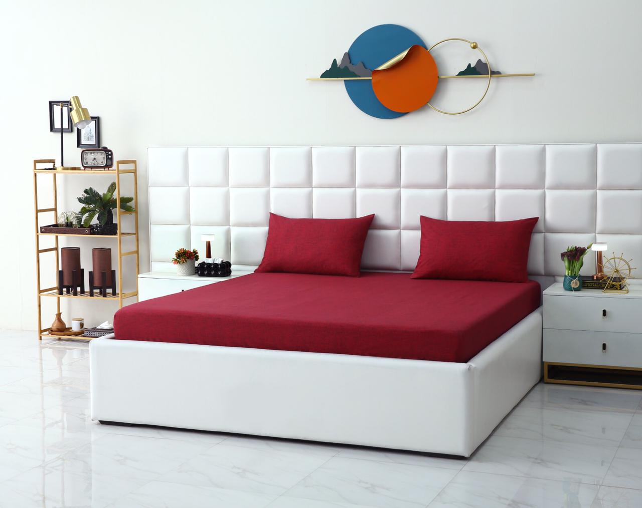 Fitted Bed Sheet-Maroon Texture Fitted Sheets Apricot