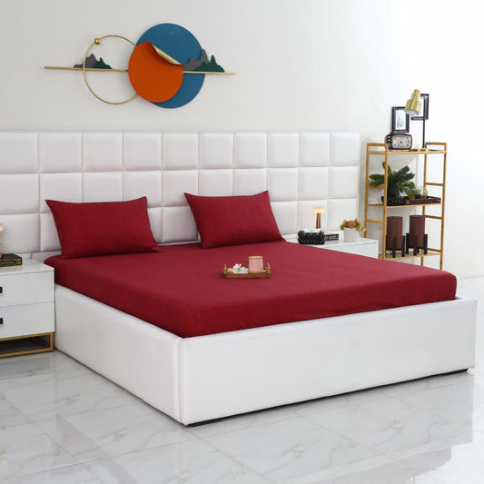 Fitted Bed Sheet-Maroon Texture Fitted Sheets Apricot