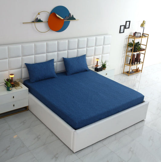 Fitted Bed Sheet-Blue Texture Fitted Sheets Apricot