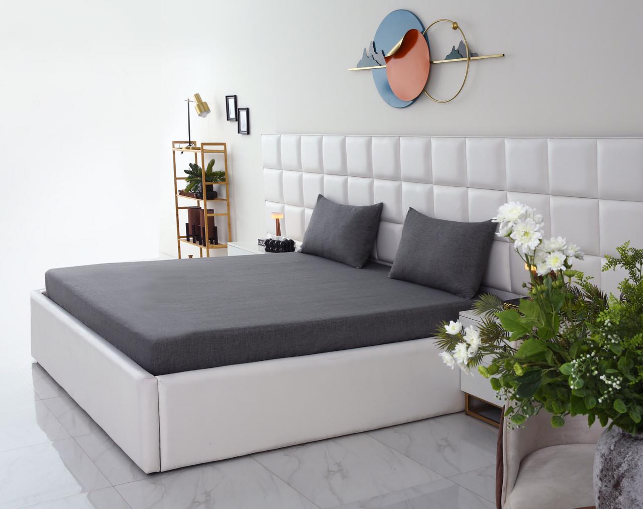 Fitted Bed Sheet-Grey Texture Fitted Sheets Apricot