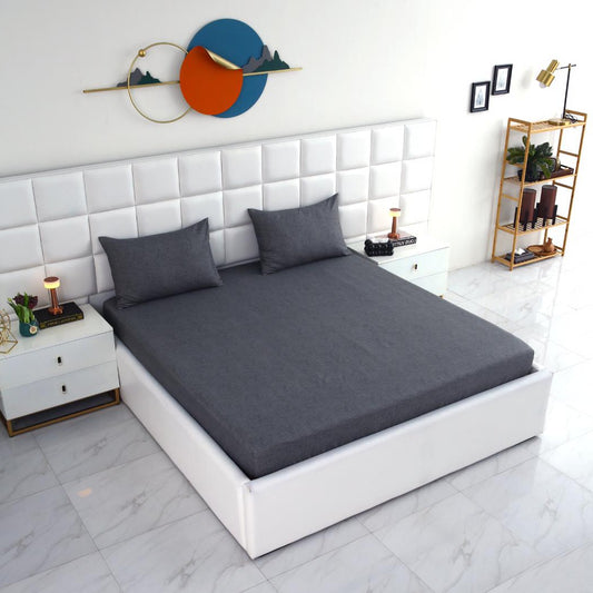 Fitted Bed Sheet-Grey Texture Fitted Sheets Apricot
