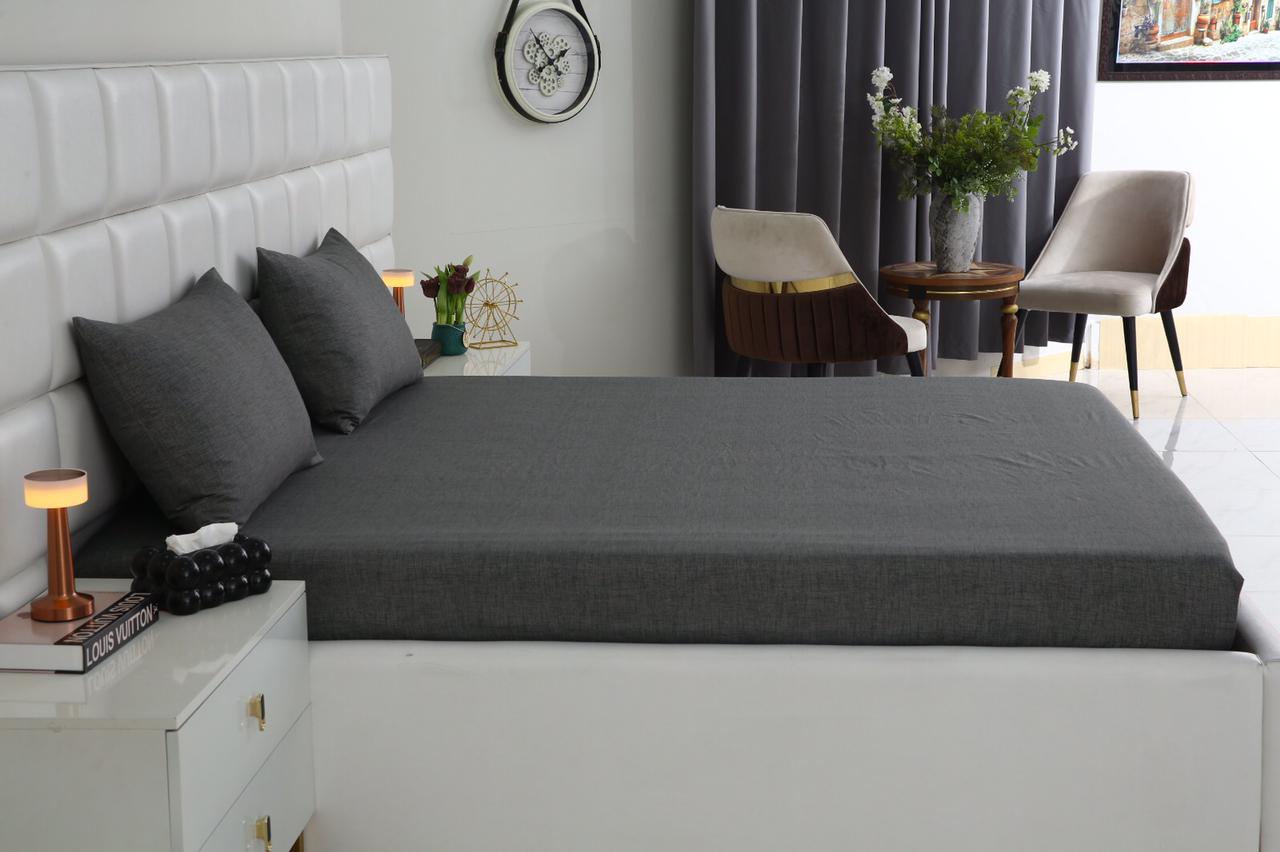 Fitted Bed Sheet-Grey Texture Fitted Sheets Apricot