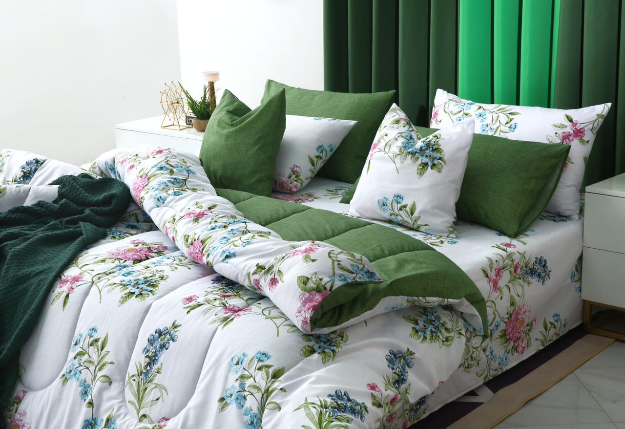 8 PCs Winter Comforter Set-Green Lotus Comforters Apricot