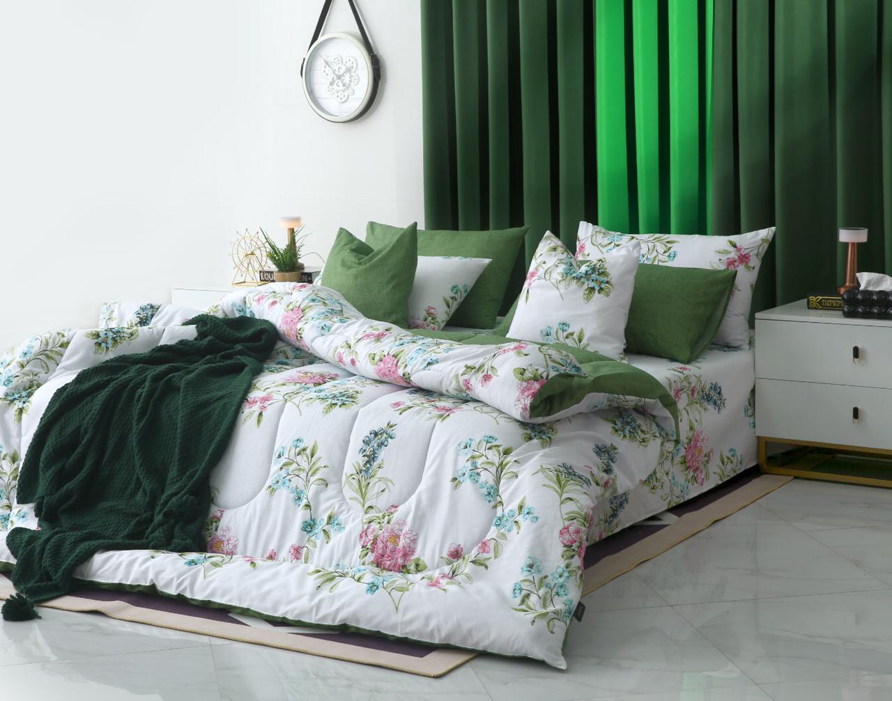 8 PCs Winter Comforter Set-Green Lotus Comforters Apricot