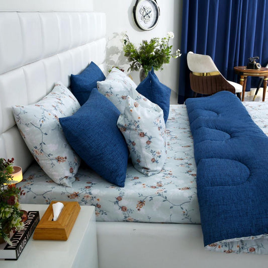 5 PCs Single Comforter Set-Bluebells Comforters Apricot