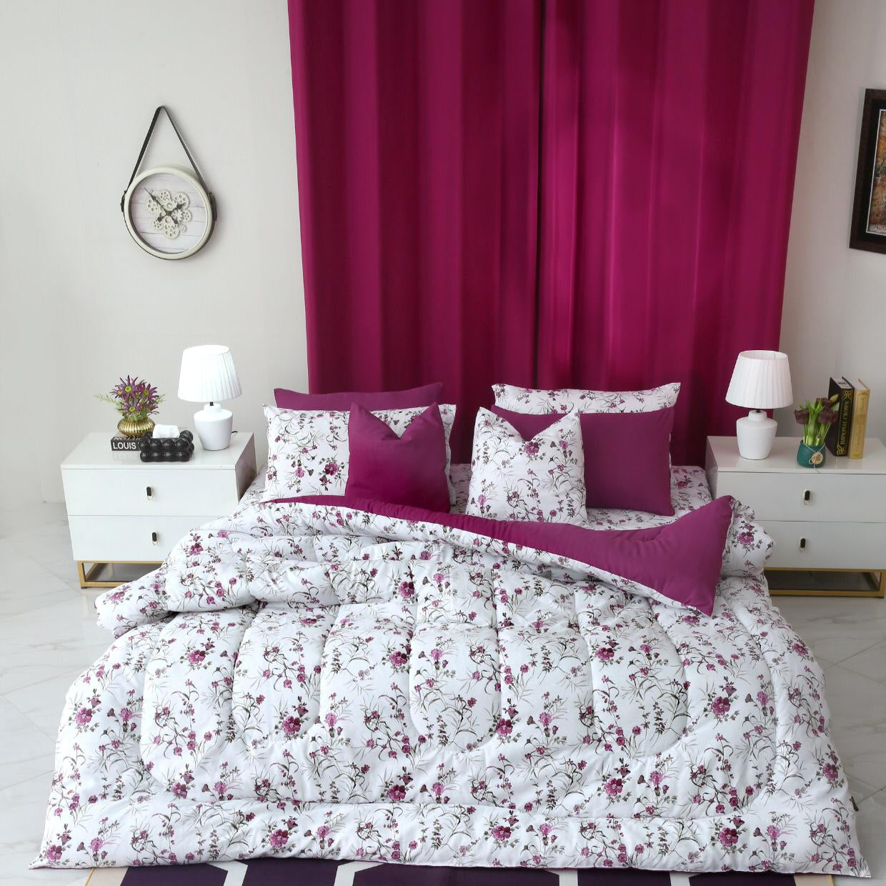 8 PCs Winter Comforter Set-Plum Petals Comforters Apricot