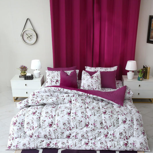 8 PCs Winter Comforter Set-Plum Petals Comforters Apricot