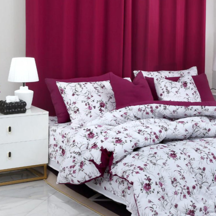 5 PCs Single Comforter Set-Plum Petals Comforters Apricot