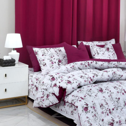 5 PCs Single Comforter Set-Plum Petals Comforters Apricot