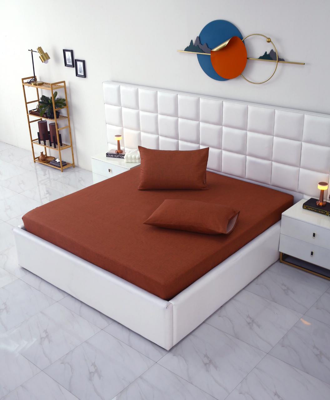 Fitted Bed Sheet-Brown Texture Fitted Sheets Apricot