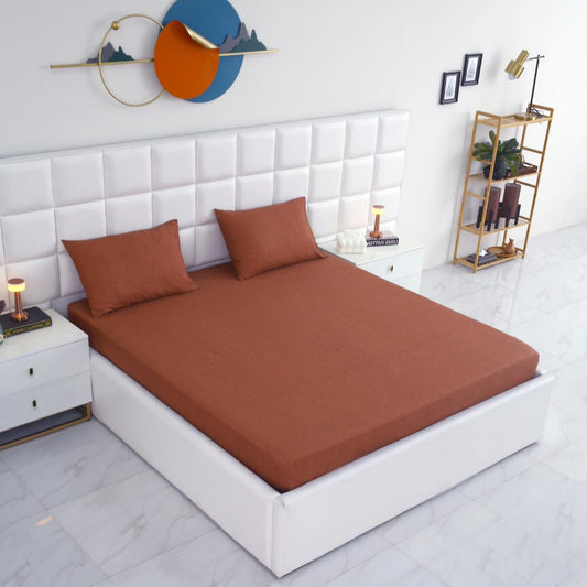Fitted Bed Sheet-Brown Texture Fitted Sheets Apricot