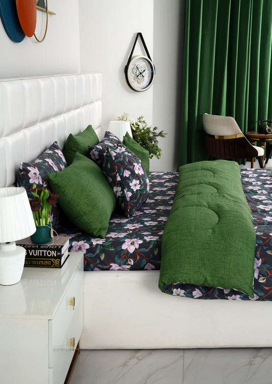 5 PCs Single Comforter Set-Snowy Petal Comforters Apricot