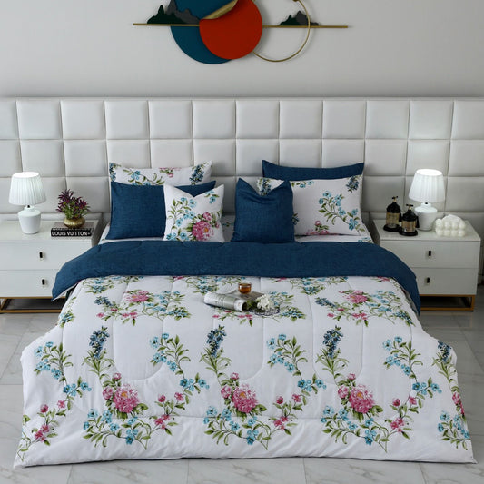8 PCs Winter Comforter Set-Blue Lotus Comforters Apricot