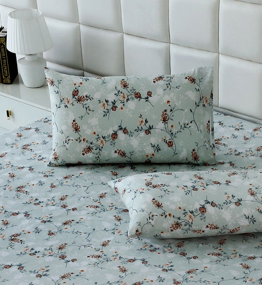 3 PCs Double Bed Sheet-Alabaster BED SHEET Apricot