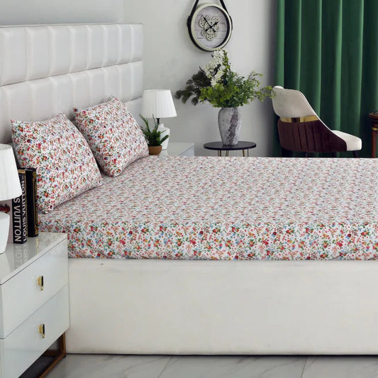 2Pcs Single Bed Sheet- SB328 single bed sheet Apricot