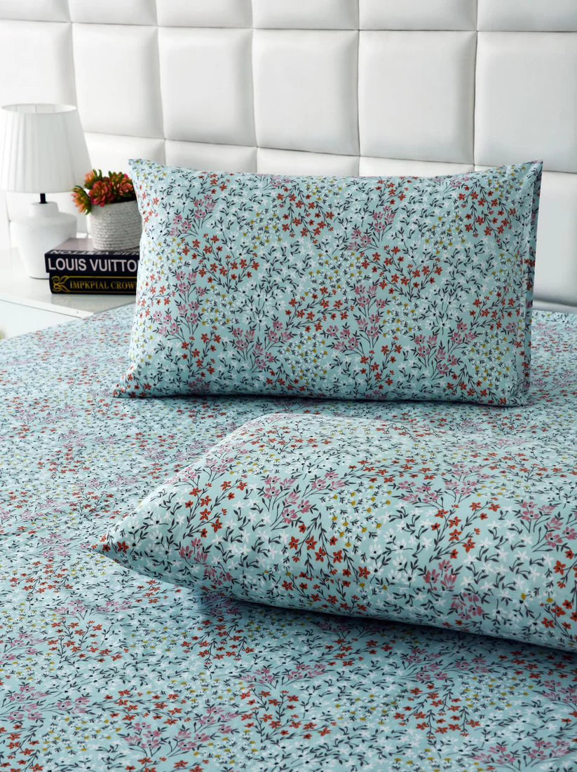 3 PCs Double Bed Sheet-Alabaster BED SHEET Apricot