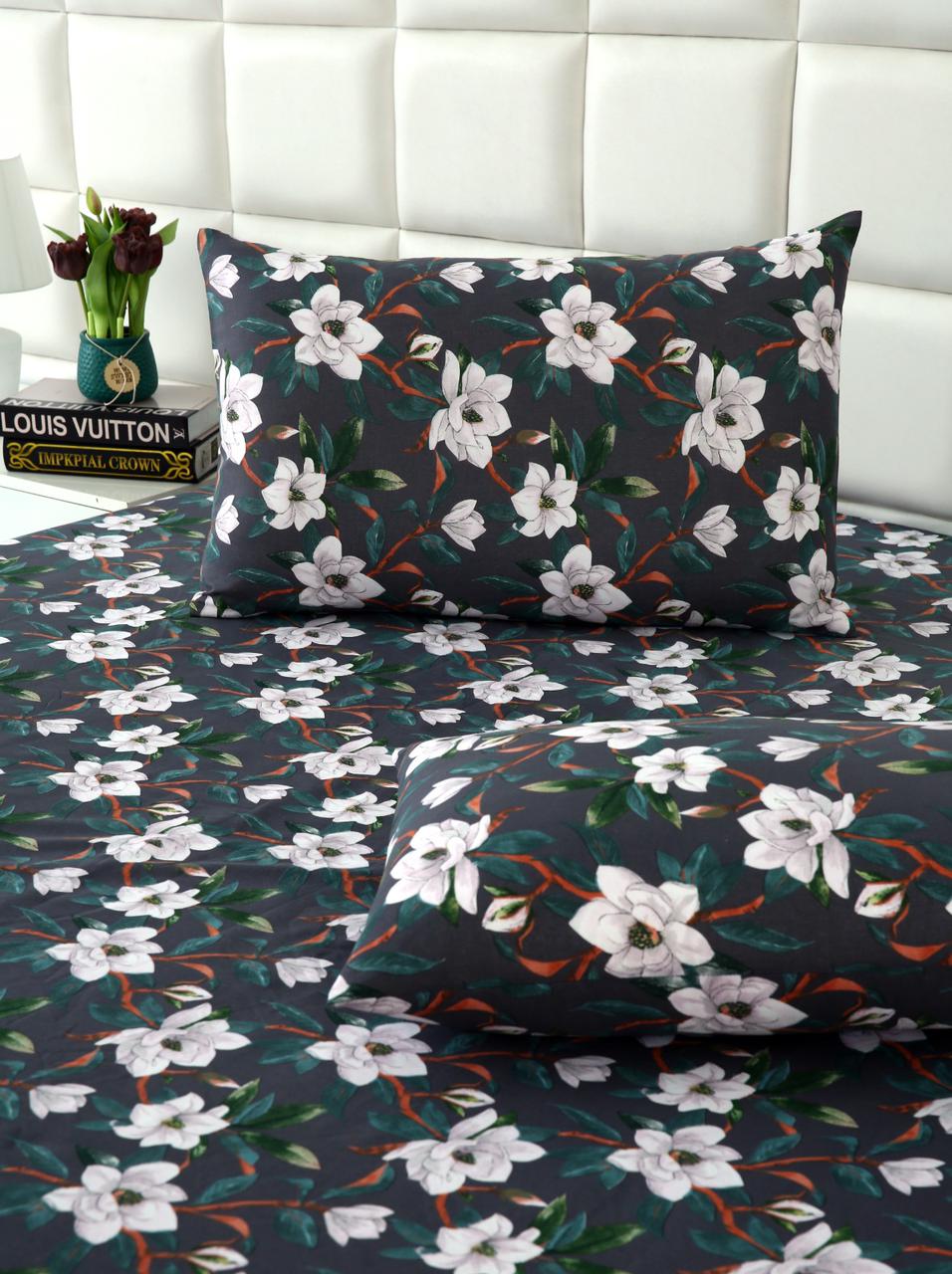 Fitted Bed Sheet-Snowy Petals Fitted Sheets Apricot
