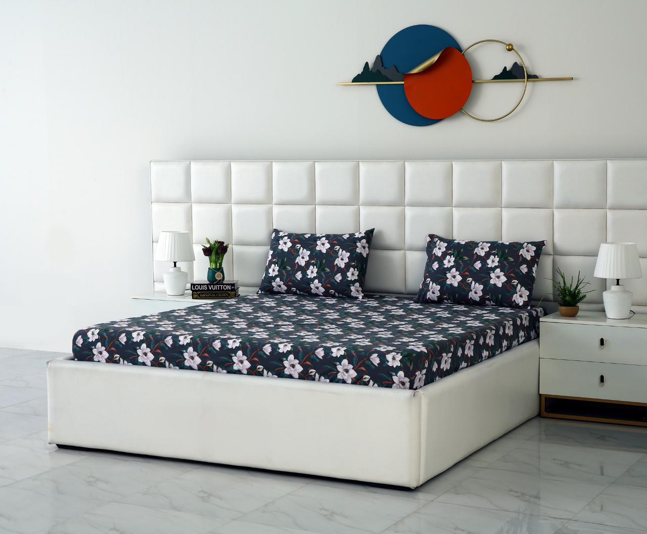Fitted Bed Sheet-Snowy Petals Fitted Sheets Apricot