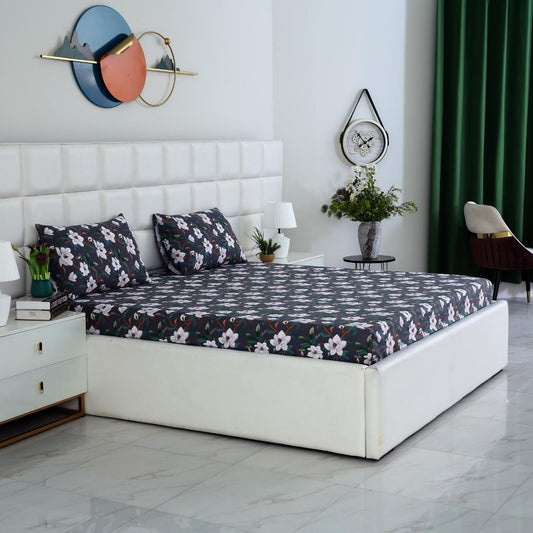 3 PCs Double Bed Sheet-Snowy Petal BED SHEET Apricot