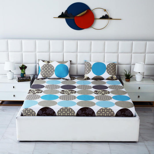 Fitted Bed Sheet-Abstract Circles Fitted Sheets Apricot