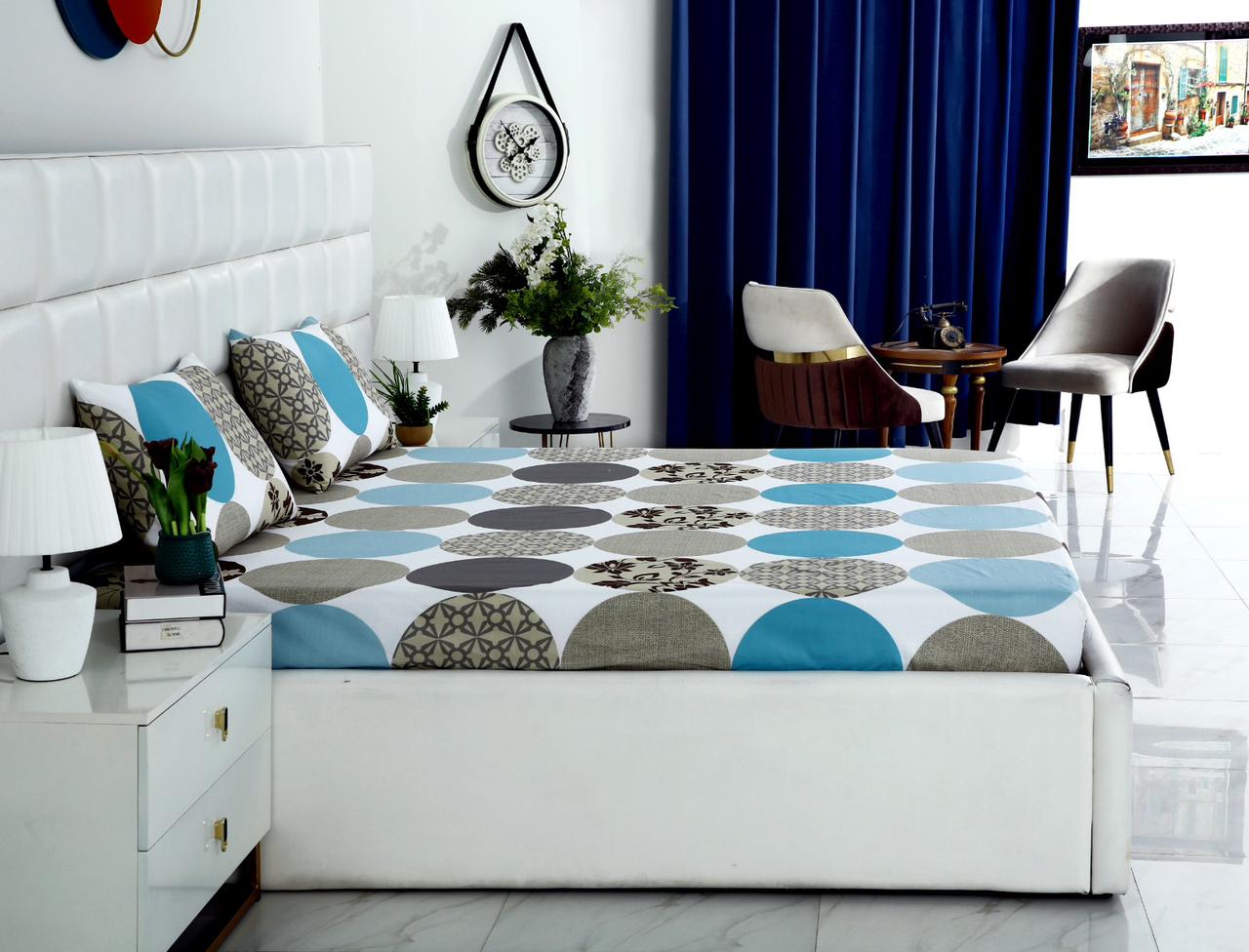 Fitted Bed Sheet-Abstract Circles Fitted Sheets Apricot