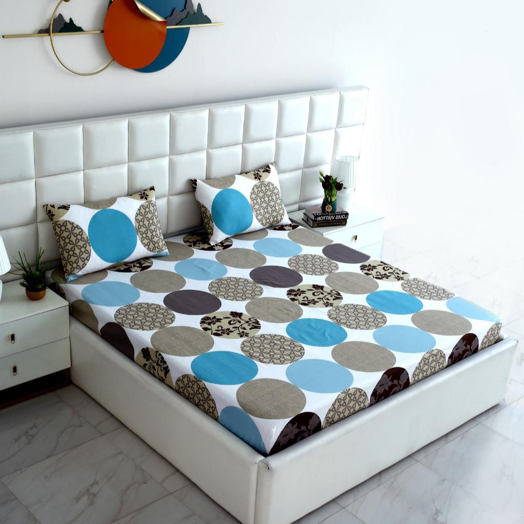 Fitted Bed Sheet-Abstract Circles Fitted Sheets Apricot