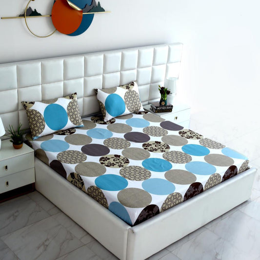 Fitted Bed Sheet-Abstract Circles Fitted Sheets Apricot