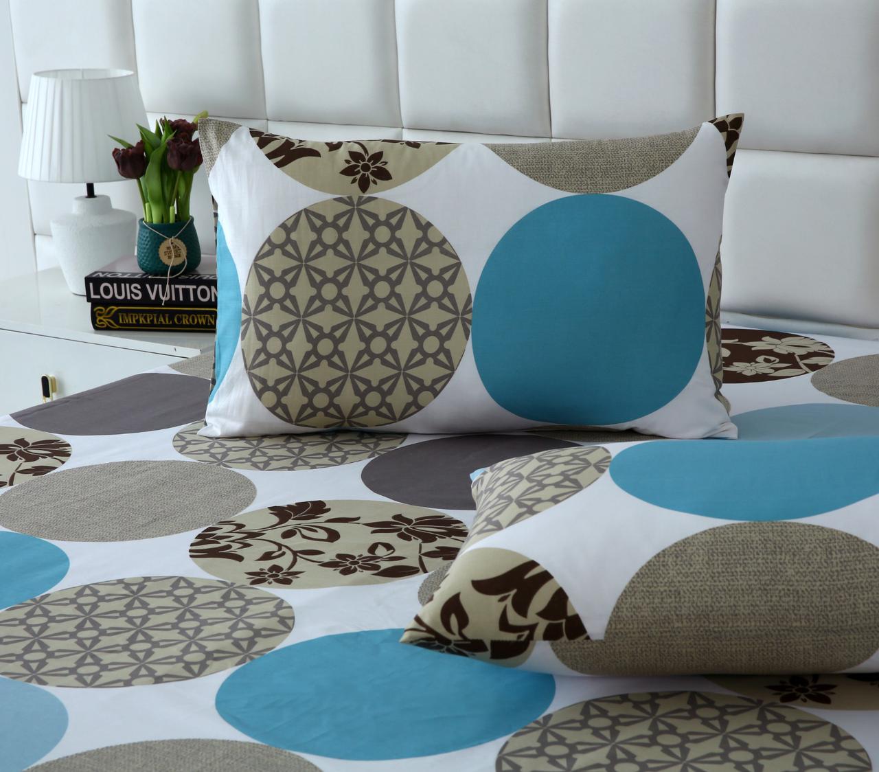 Fitted Bed Sheet-Abstract Circles Fitted Sheets Apricot