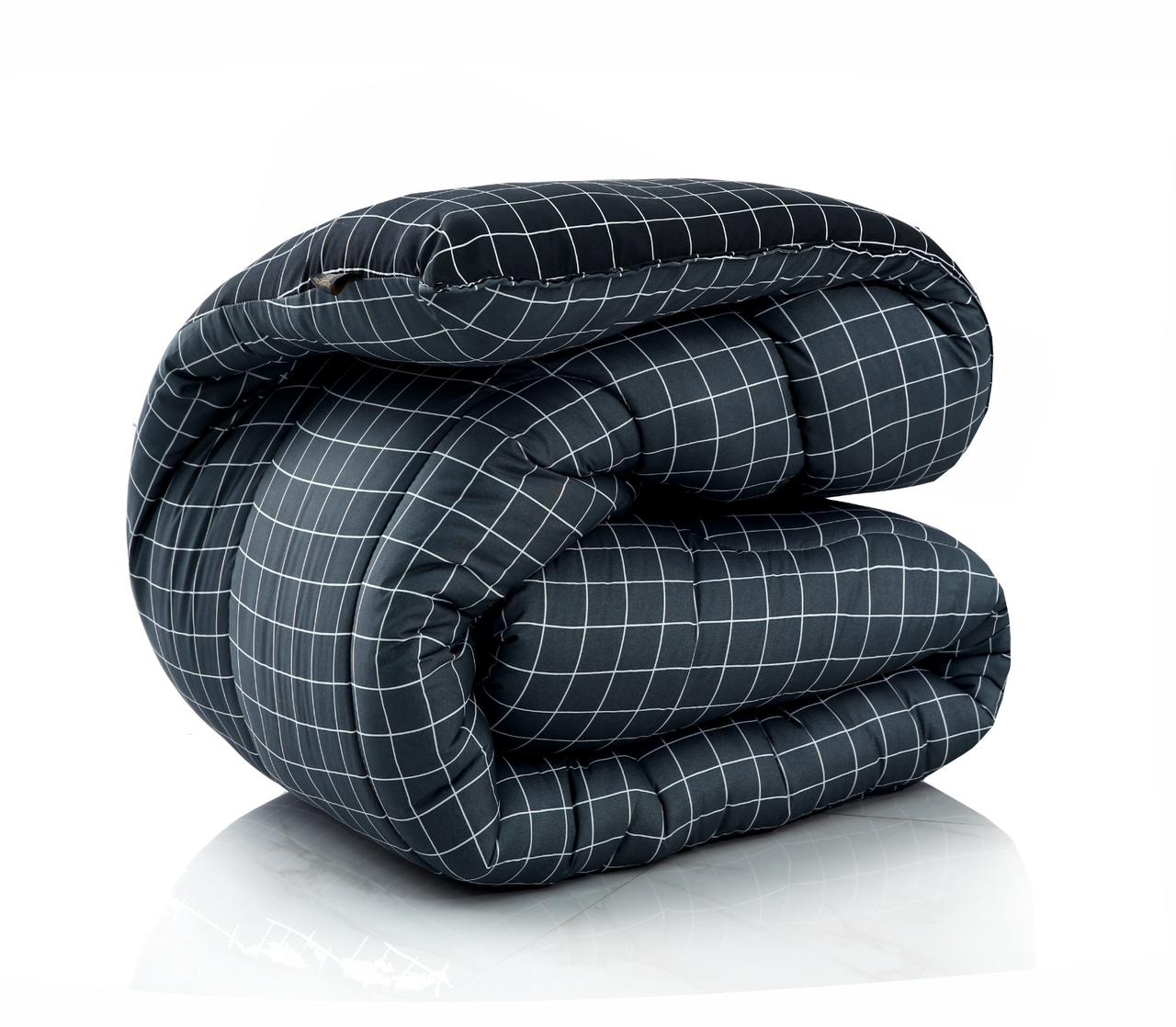 8 PCs Winter Comforter Set-Grey & Black Check Comforters Apricot
