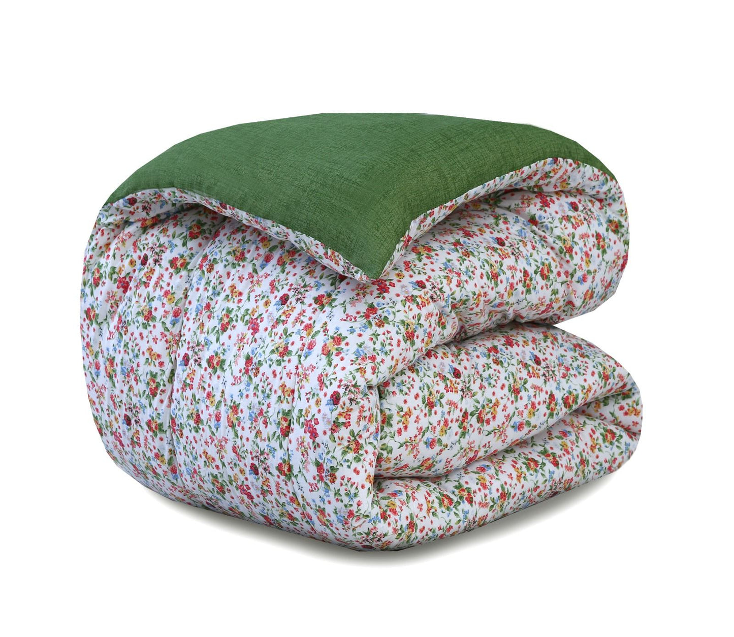 8 PCs Winter Comforter Set-Green Hellebore Comforters Apricot