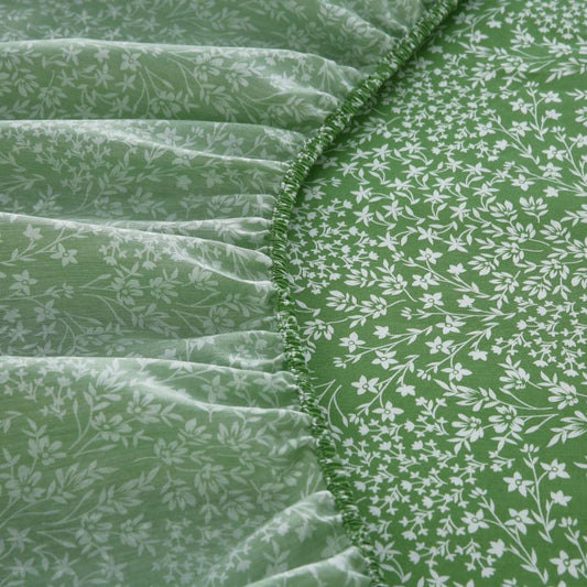 Fitted Bed Sheet-Green Bloom Fitted Sheets Apricot
