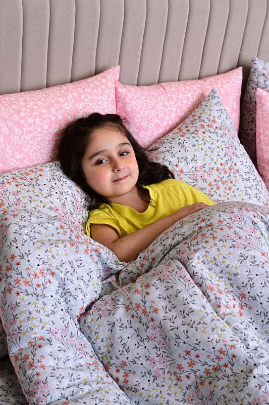 6 PCs Summer Comforter Set- Sweet Alyssum Bed Spread Apricot