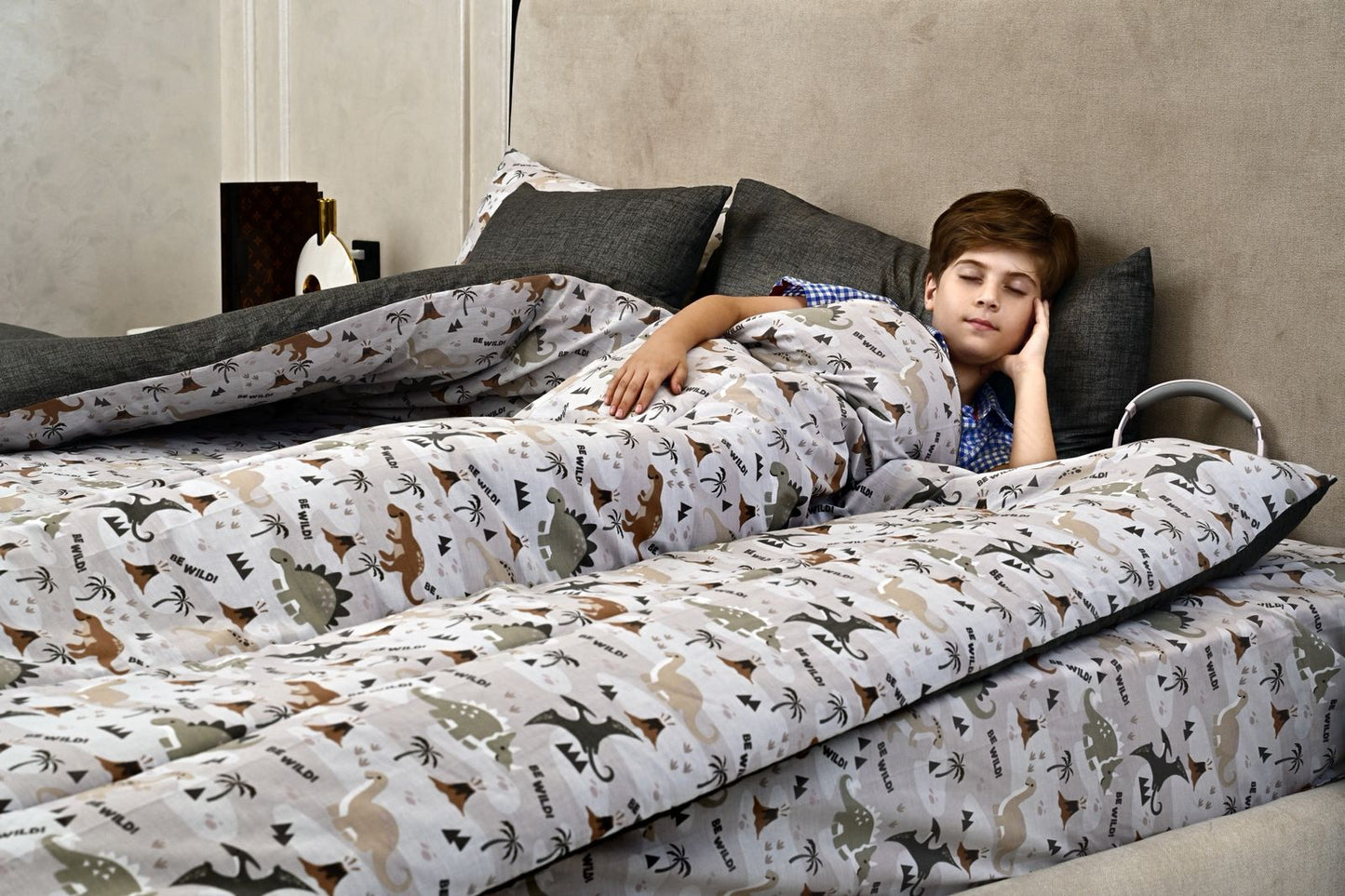5 PCs Single Comforter Set-Dino Gang