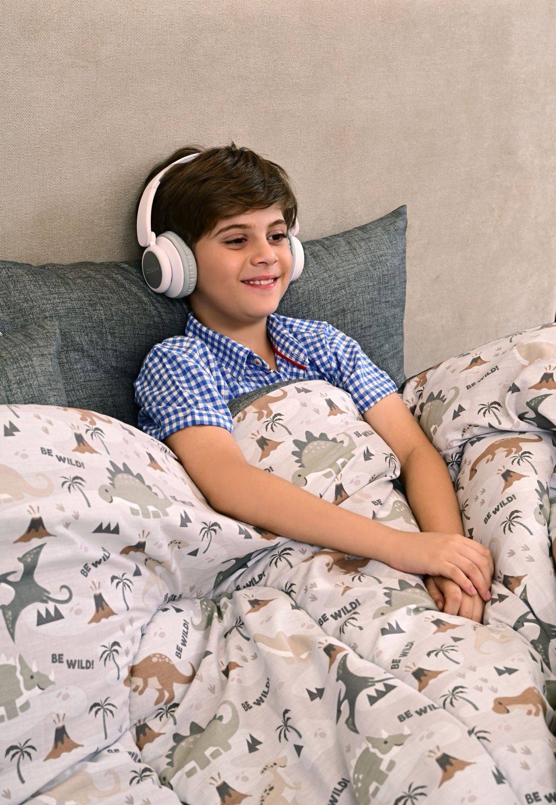5 PCs Single Comforter Set-Dino Gang