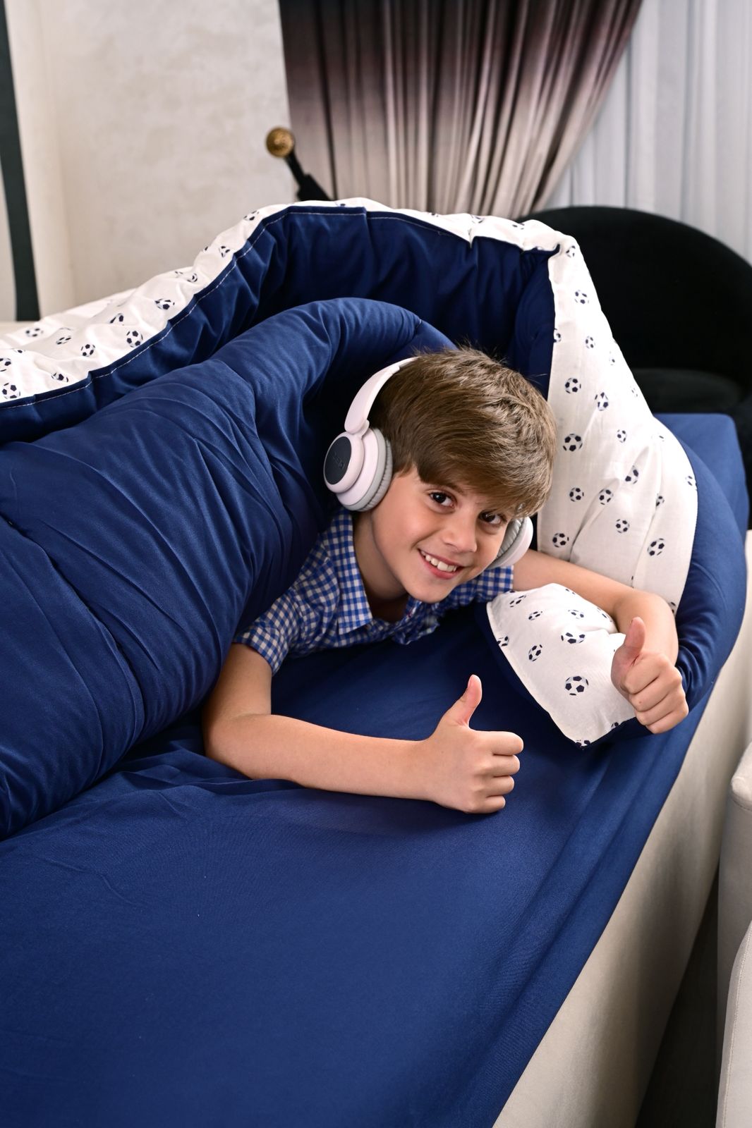 5 PCs Single Comforter Set-FootBall