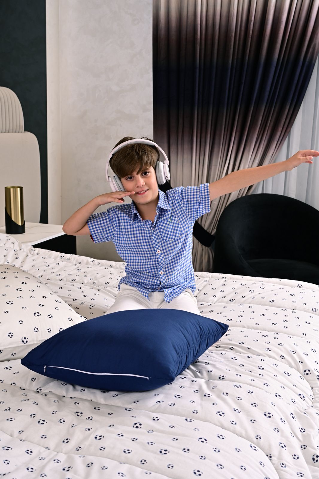 5 PCs Single Comforter Set-FootBall