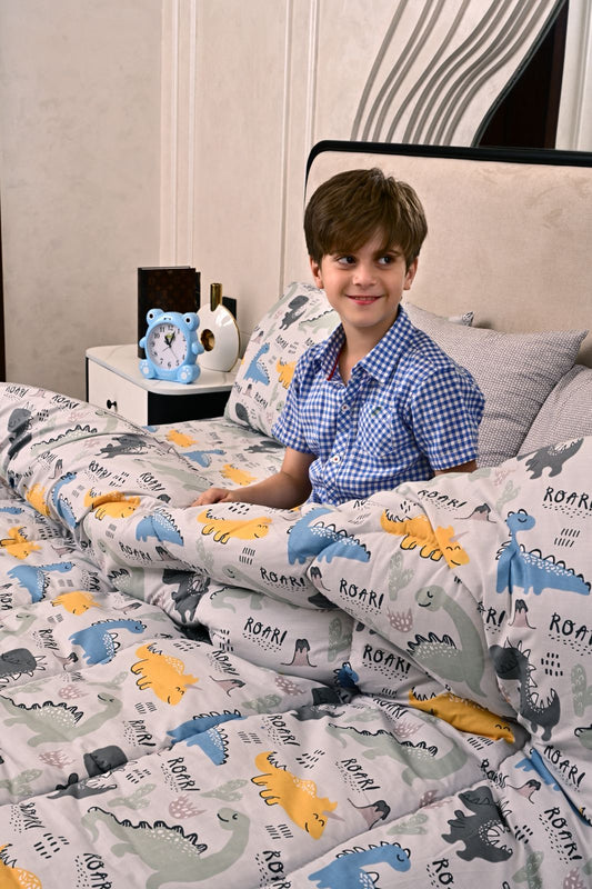 5 PCs Single Comforter Set-Stegosaur