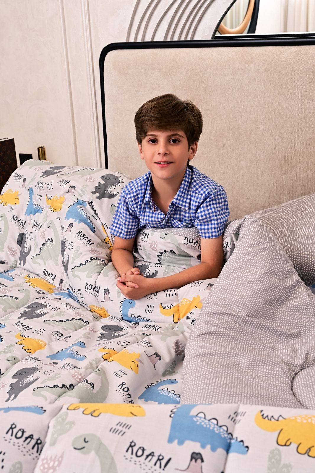 5 PCs Single Comforter Set-Stegosaur