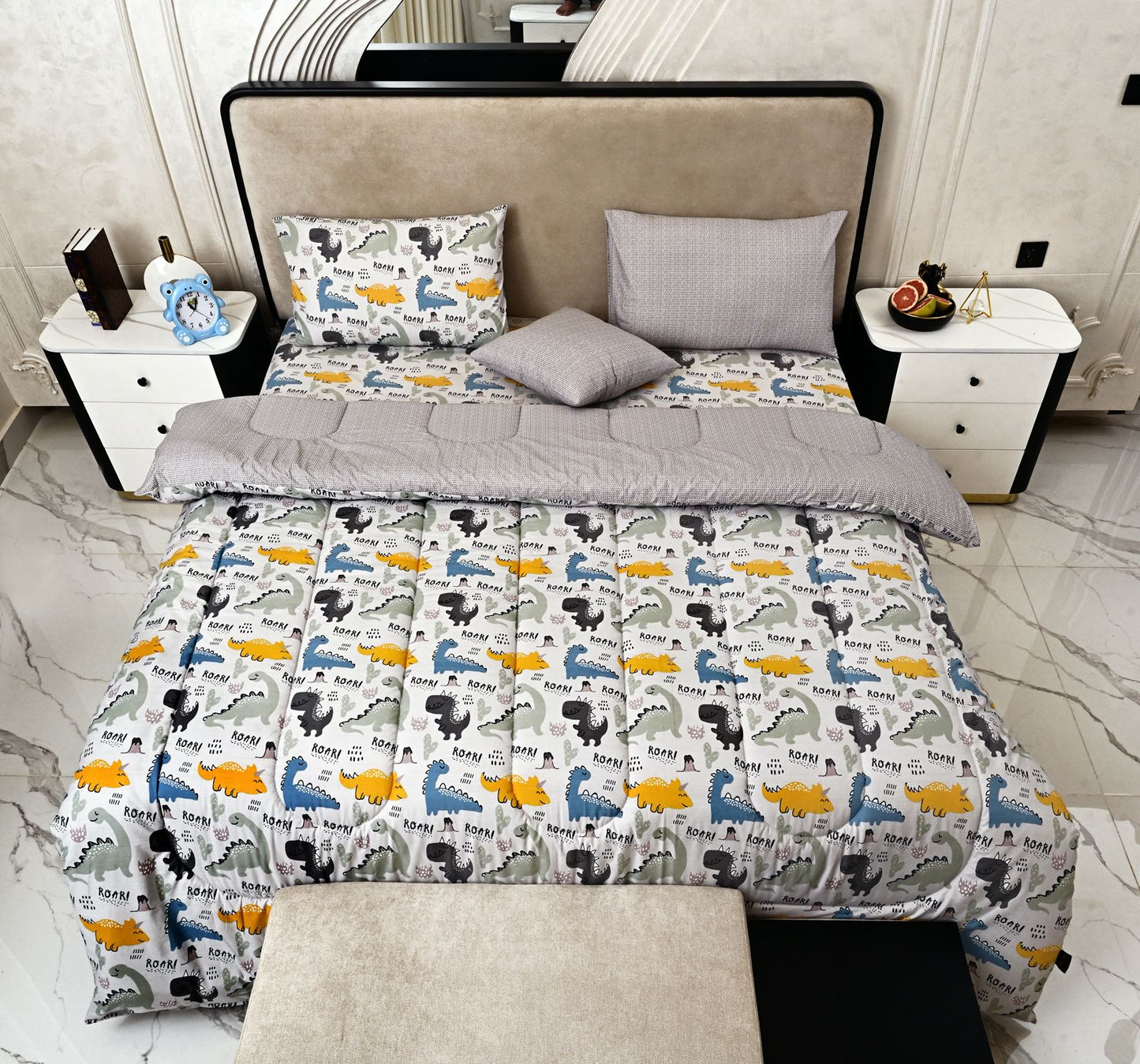 5 PCs Single Comforter Set-Stegosaur