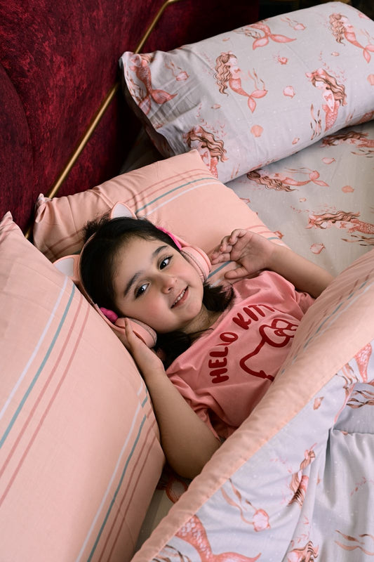 5 PCs Single Comforter Set-Marmaid